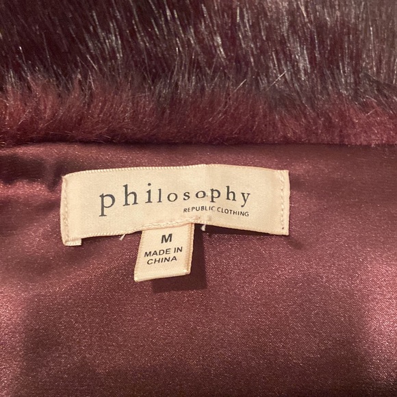 Philosophy Maroon Faux Fur Vest - Picture 2 of 3